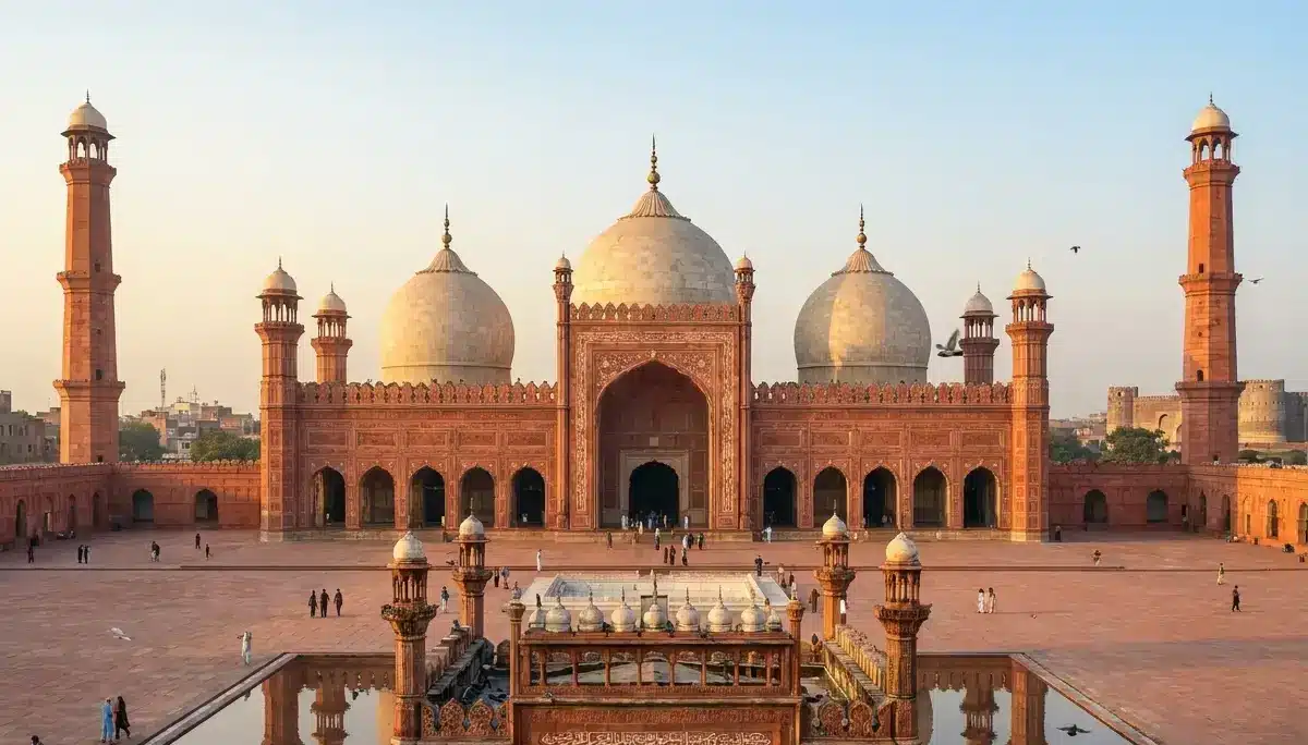 Data-driven SEO agency in Lahore with a blurred background of Liberty Market and Badshahi Mosque