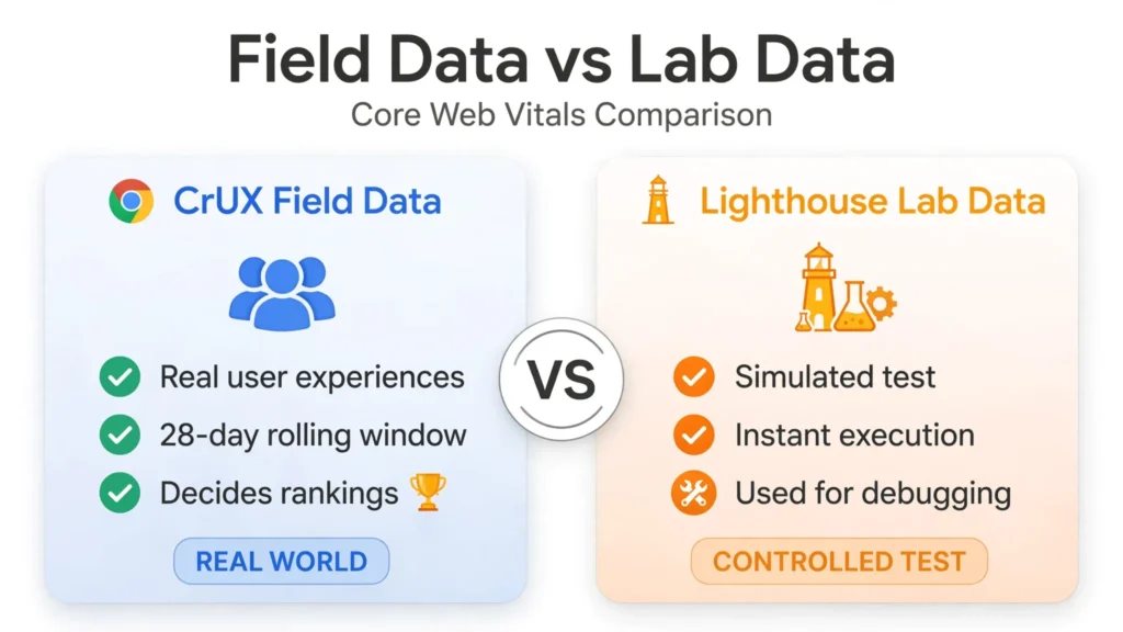 How core web vitals affect SEO rankings diagram showing page experience signals
