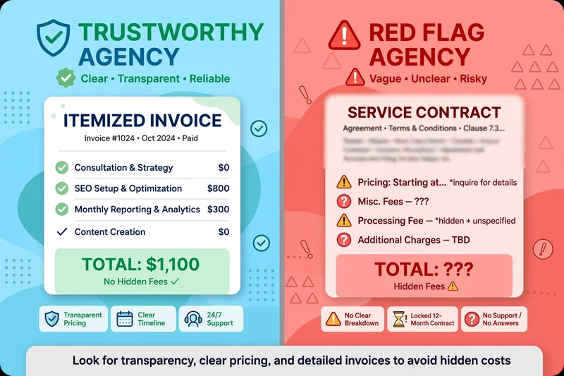 trustworthy agency vs red flag agency pricing comparison
