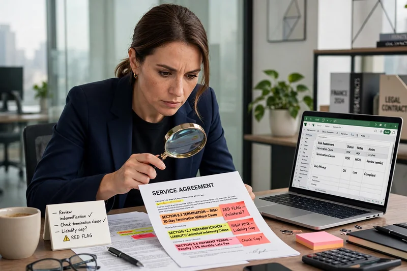 business owner analyzing contract for web agency red flags